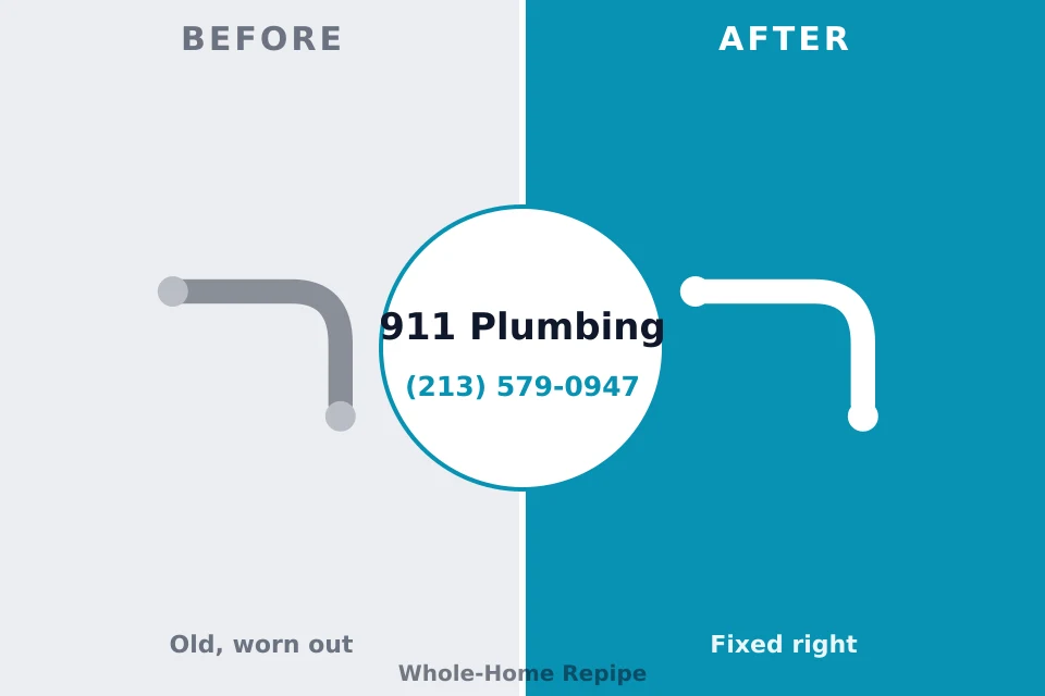 Before and after: plumbing repair Byers, CO